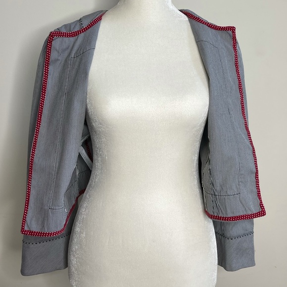 LOFT Blue/Black & White Striped Bolero Jacket. - Picture 10 of 12